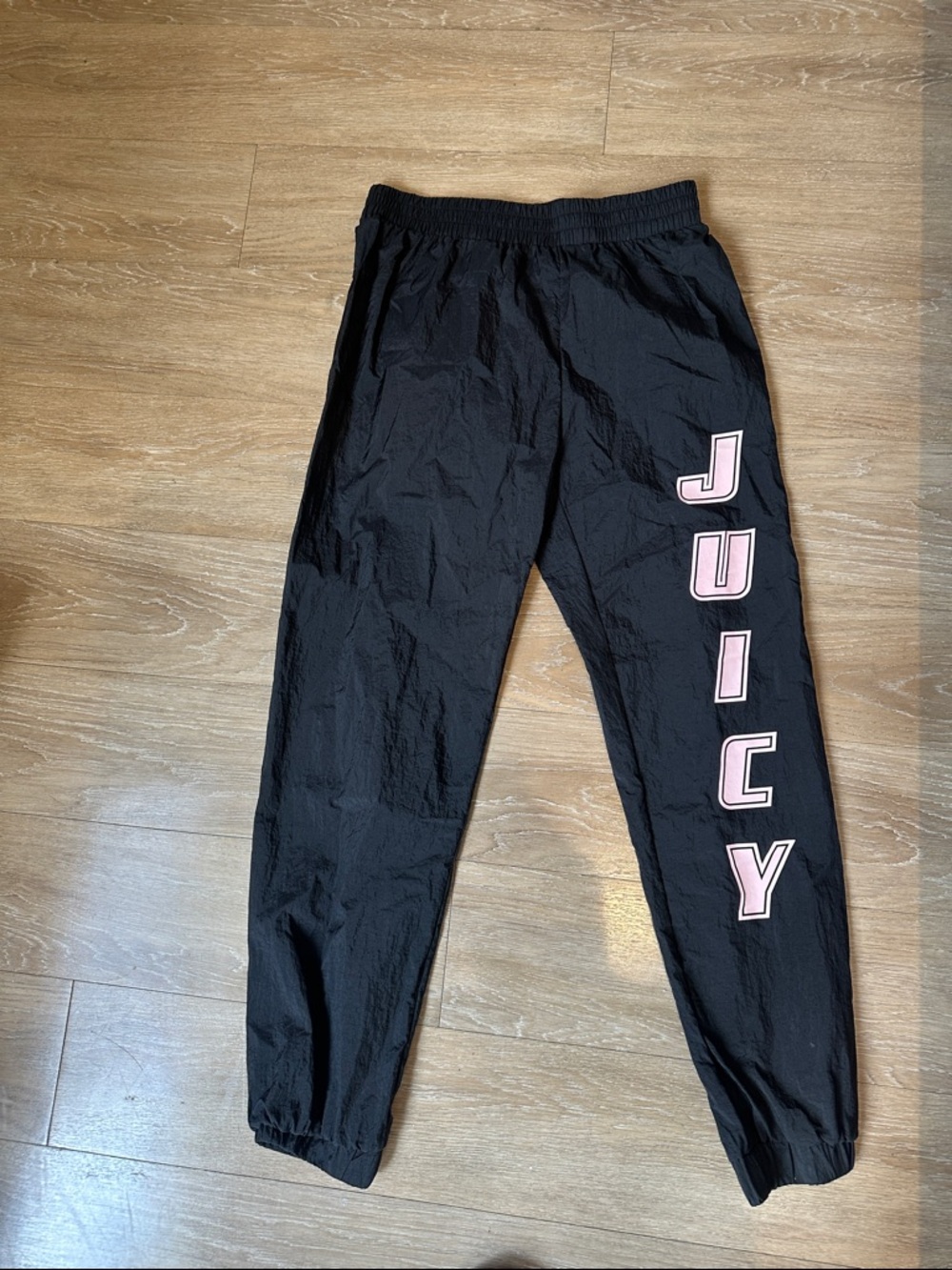 Juicy Couture Black Track Pants Pink Side Logo Size Small Y2K - Size Small
